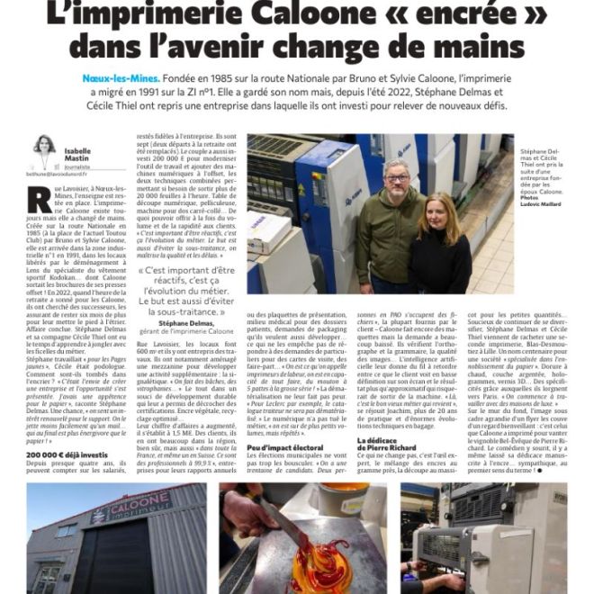 Article la voix du nord sur l'imprimerie Caloone