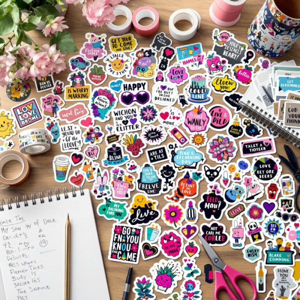 Stickers sur une table