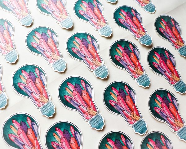 Planche de sticker en forme d'ampoule