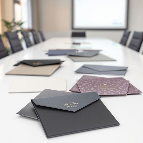 Pochette à rabat sur un bureau de l'agence de Lille