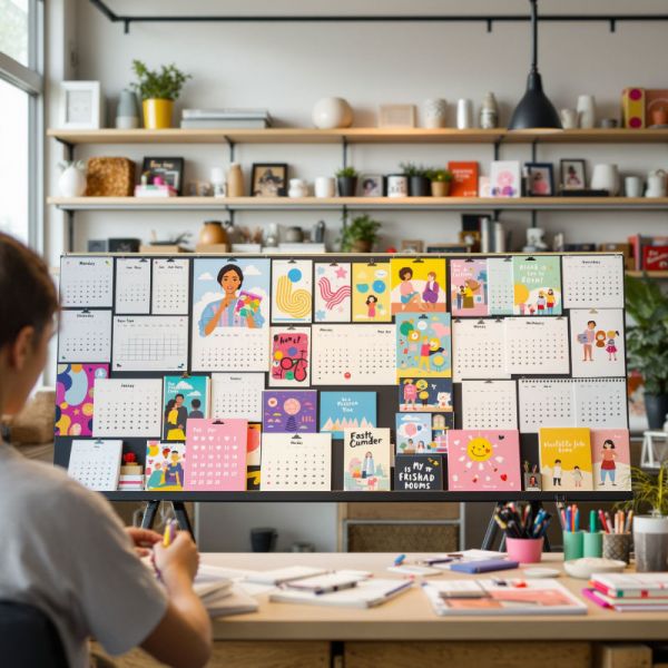 Ensemble de calendrier personnalisé sur un tableau